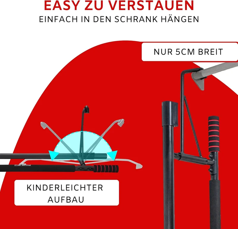 riijk 3 in 1 Premium Klimmzugstange Tür & Dip Barren & Liegestützgriffe +20 cm Höhe für volle Klimmz