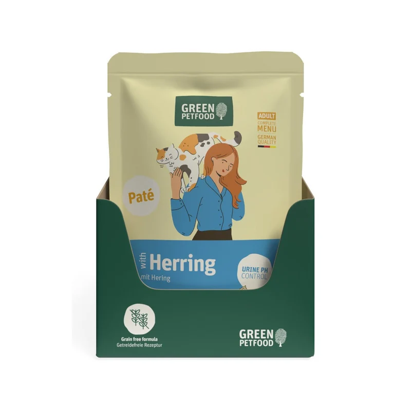 Green Petfood Cat Pate with Herring