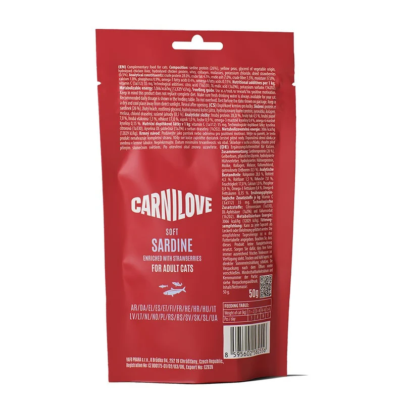 Carnilove Cat Soft Snack Sardine with Strawberries