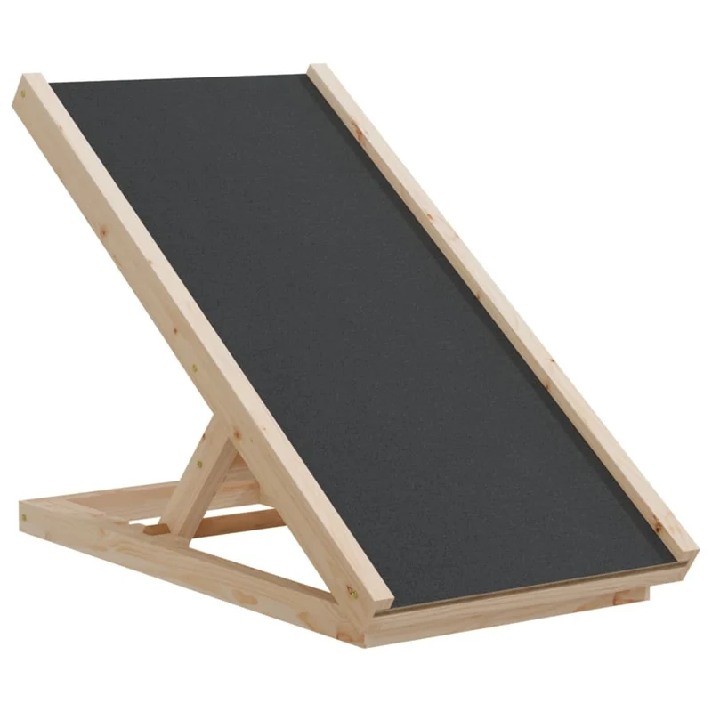 Hunderampe Grau 70x35 cm Massivholz Tanne verstellbare Rampe Einstiegshilfe