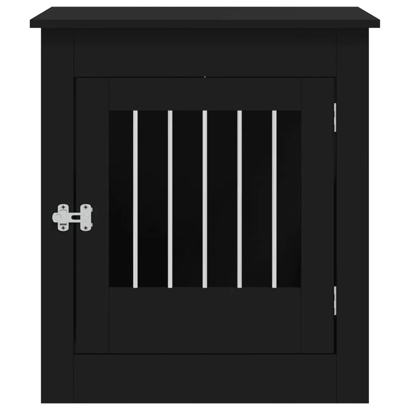 Hundekäfig im Möbelstil Schwarz 64,5x80x71 cm Holzwerkstoff Stahl Hundebox