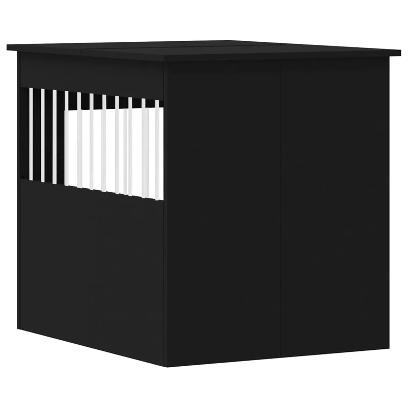 Hundekäfig im Möbelstil Schwarz 64,5x80x71 cm Holzwerkstoff Stahl Hundebox
