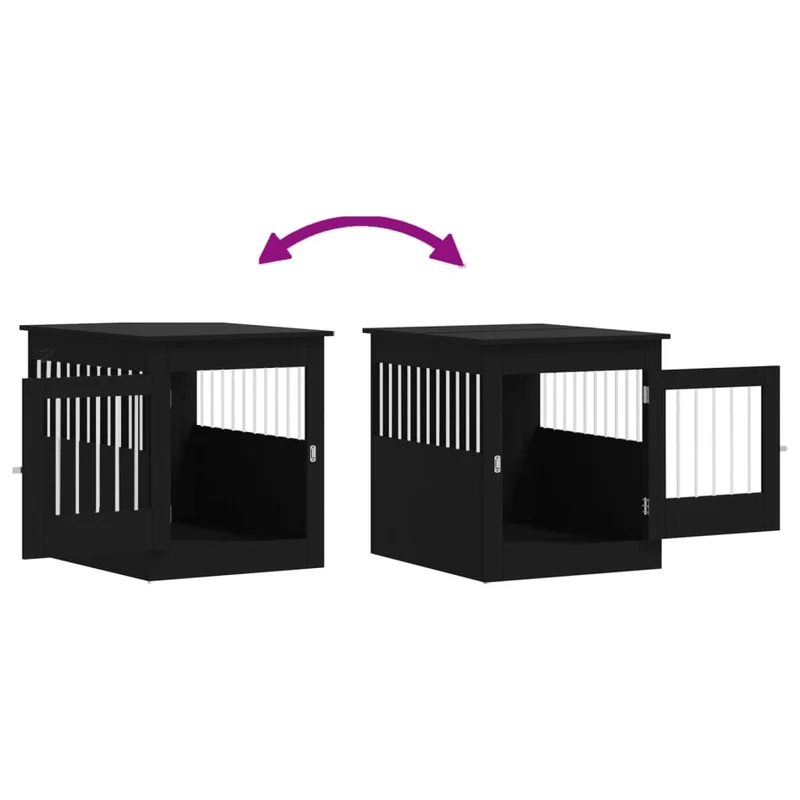 Hundekäfig im Möbelstil Schwarz 64,5x80x71 cm Holzwerkstoff Stahl Hundebox