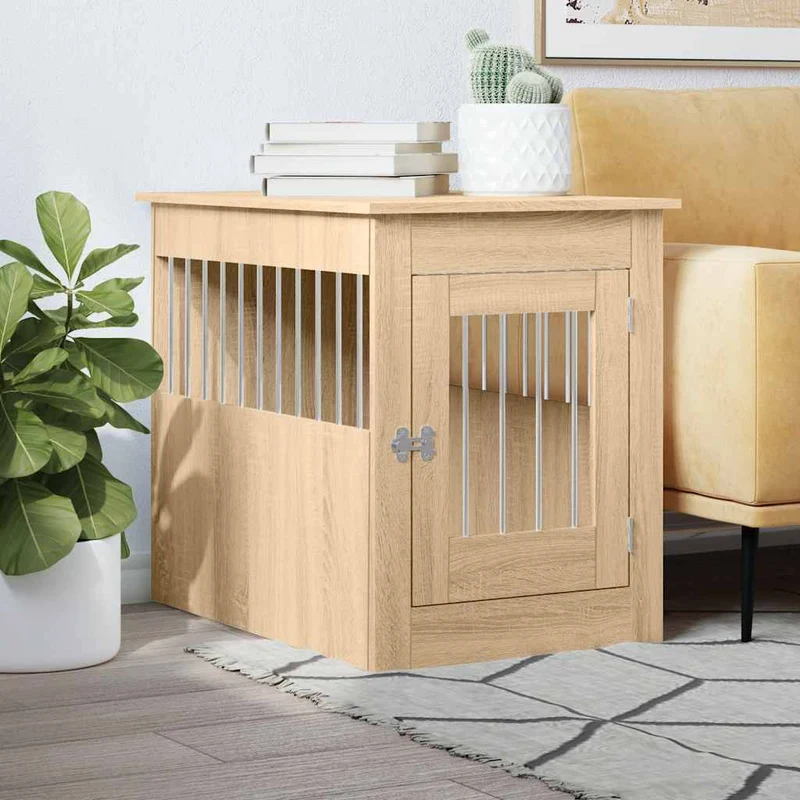 Hundekäfig im Möbelstil Sonoma-Eiche 55x80x68 cm Holzwerkstoff Hundebox