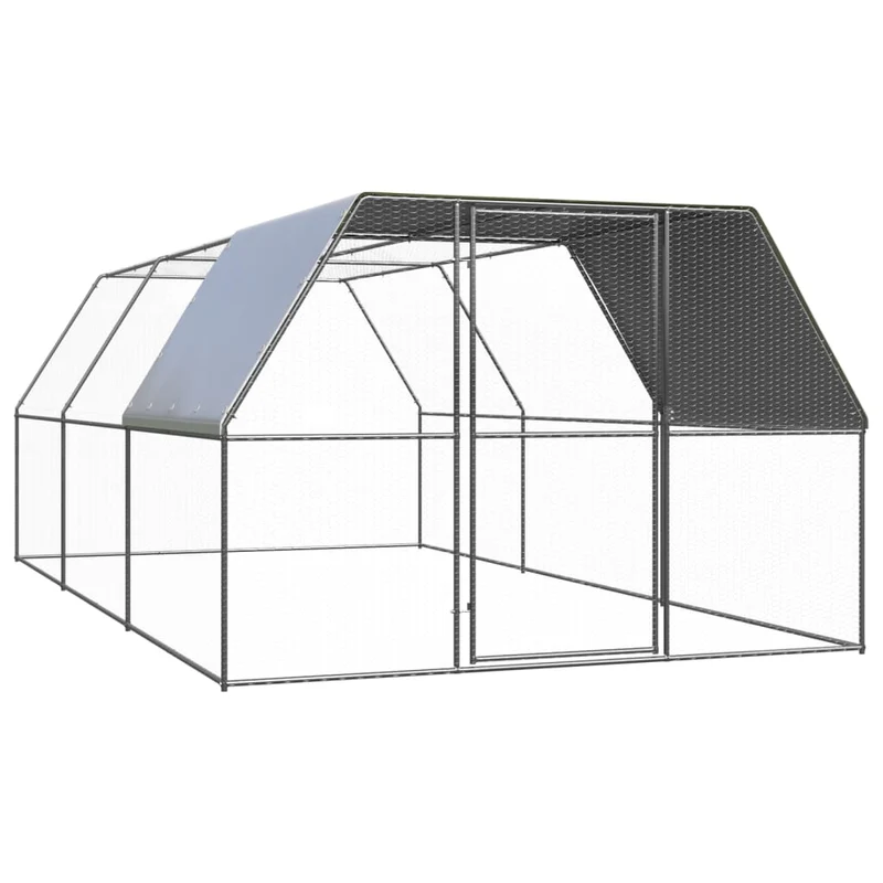 Hühnerkäfig Hühnerstall Stahl 3 x 6 x 2 m Auslauf Freigehege Tierkäfig Geflügelstall