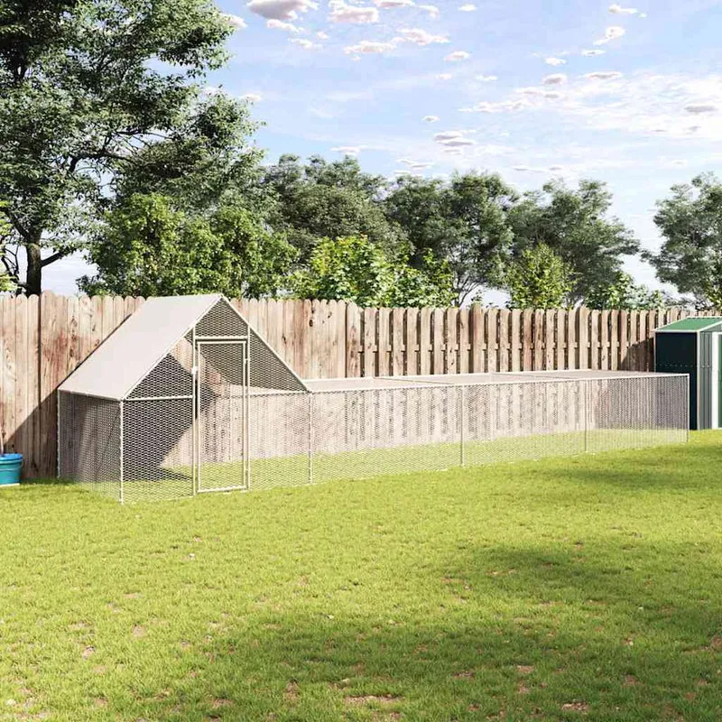 Hühnerkäfig Hühnerstall Stahl 8 x 2 x 2 m Auslauf Freigehege Tierkäfig Geflügelstall