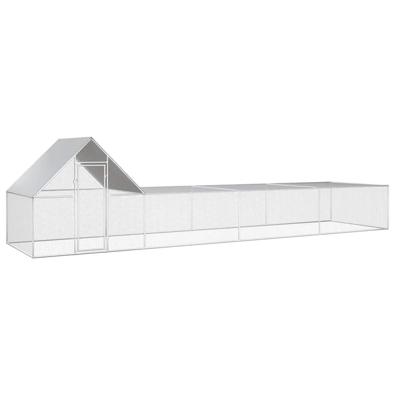 Hühnerkäfig Hühnerstall Stahl 8 x 2 x 2 m Auslauf Freigehege Tierkäfig Geflügelstall