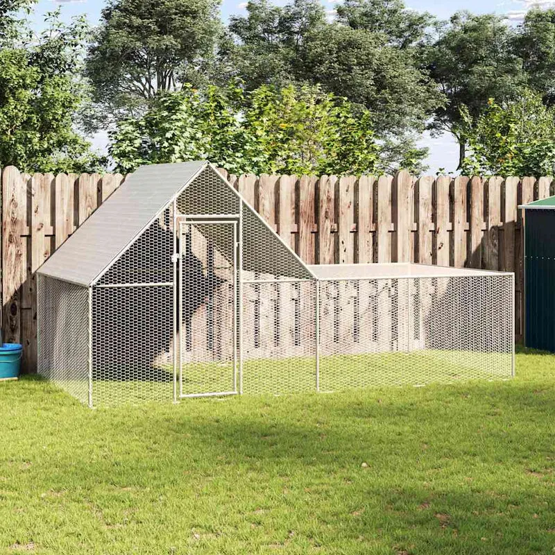 Hühnerkäfig Hühnerstall Stahl 4 x 2 x 2 m Auslauf Freigehege Tierkäfig Geflügelstall