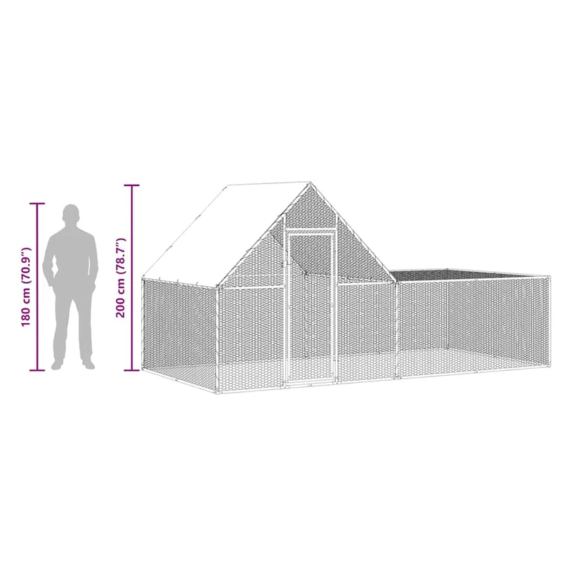 Hühnerkäfig Hühnerstall Stahl 4 x 2 x 2 m Auslauf Freigehege Tierkäfig Geflügelstall