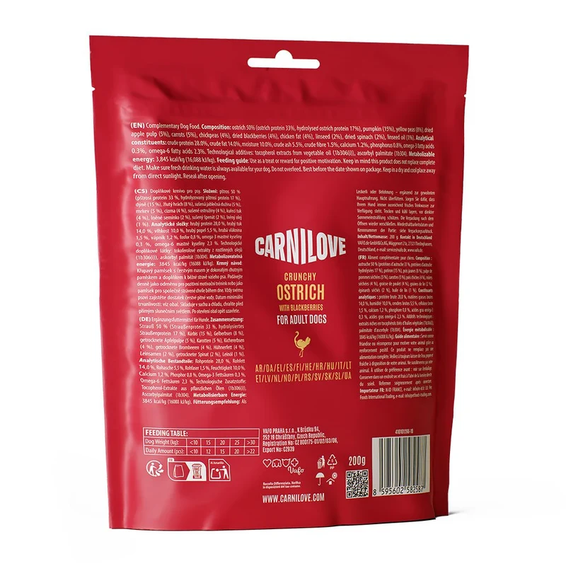 Carnilove Dog Crunchy Snack Ostrich with Blackberries