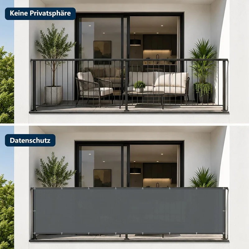 SUNNY GUARD Balkon Sichtschutz Wetterfest 100x600cm Balkonverkleidung Balkonabdeckung Balkonumspannu