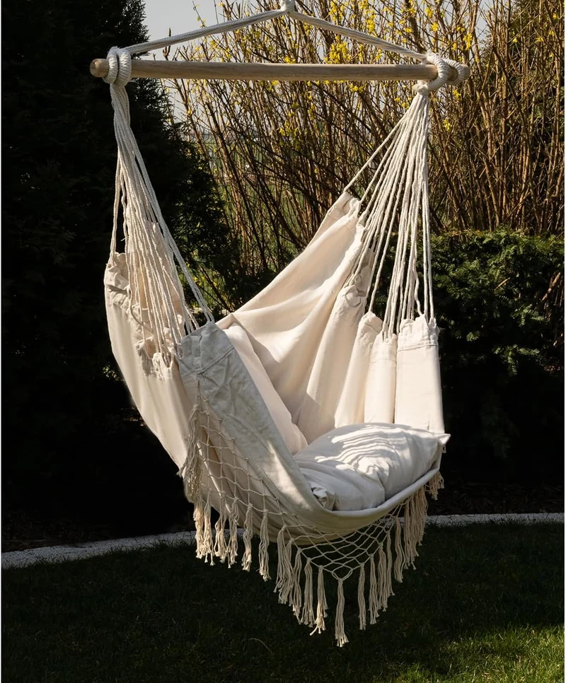 Gardlov Hängesessel Outdoor 97 x 130 cm Beige bis 120 kg - Schaukelsessel Outdoor und Innen - Hänges