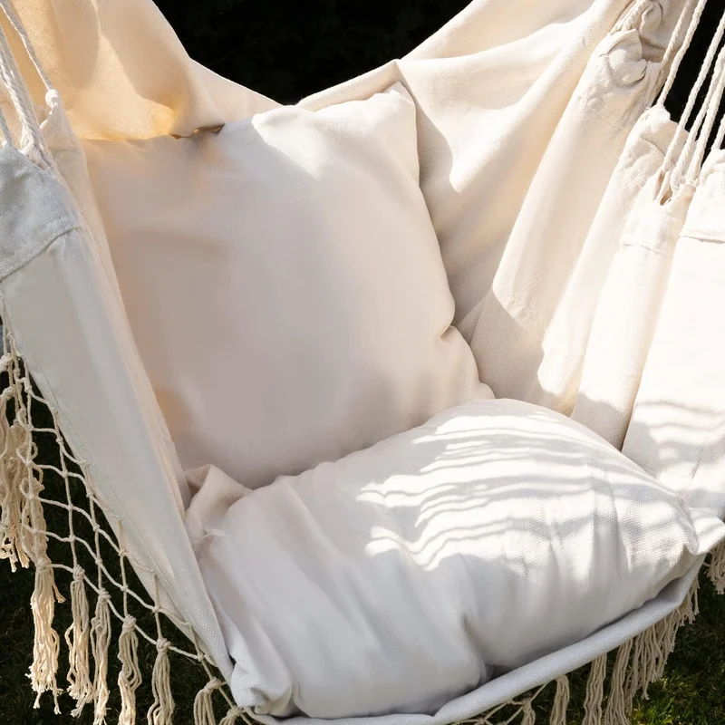 Gardlov Hängesessel Outdoor 97 x 130 cm Beige bis 120 kg - Schaukelsessel Outdoor und Innen - Hänges
