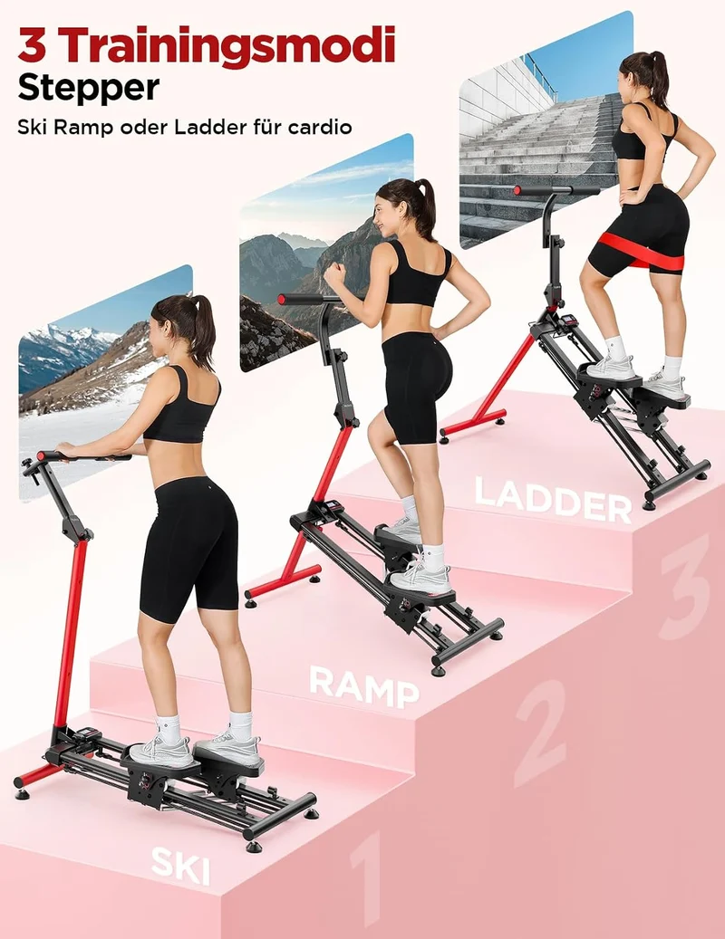 YOLEO Einstellbarer Widerstand Stair Stepper für Zuhause, Klappbarer Stepper mit 3 Trainingsmodi, Co