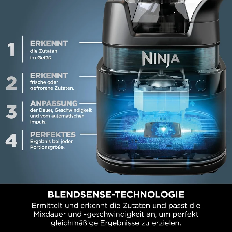 Ninja 2-in-1 Detect Power Mixer Pro & Single Serve | 1200W Mixer mit Krug, & Single Serve, Smoothies