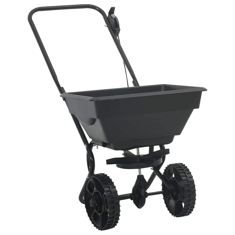 Handstreuwagen Streuer Schwarz 80 x 46 x 75 cm Düngewagen Salzsteuer