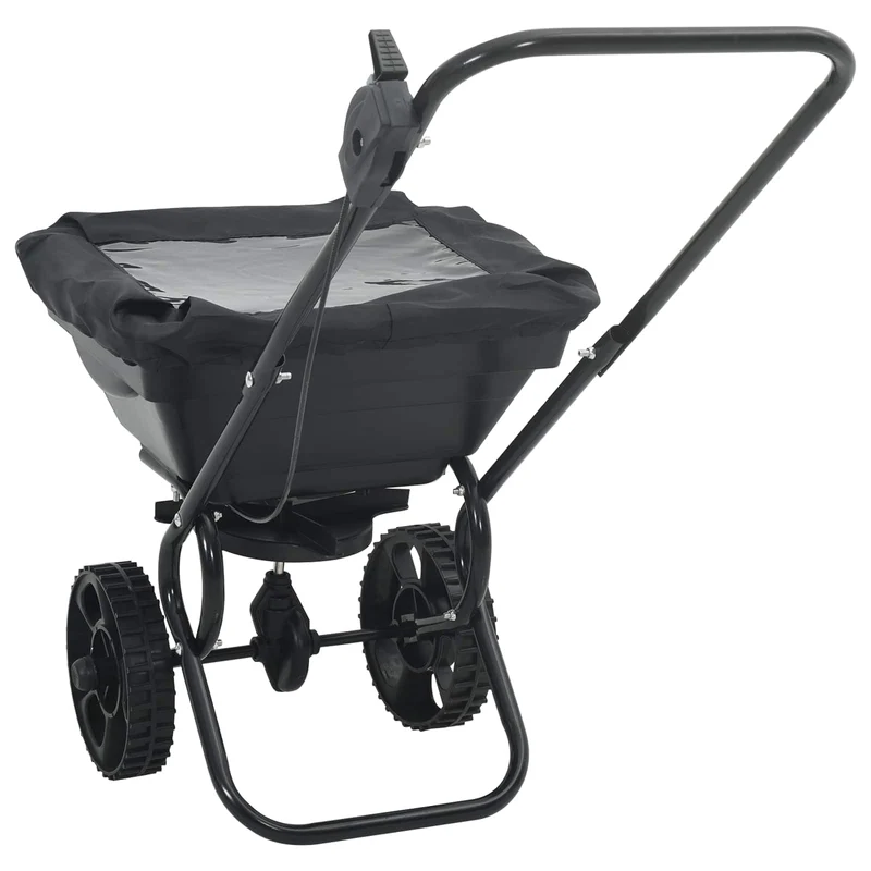 Handstreuwagen Streuer Schwarz 80 x 46 x 75 cm Düngewagen Salzsteuer