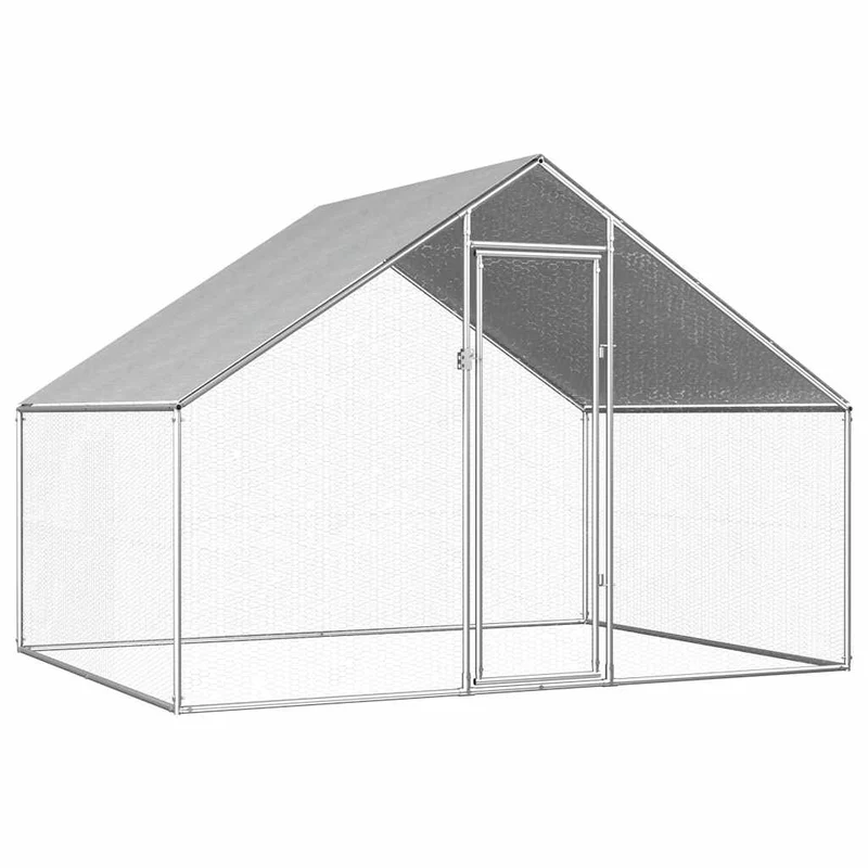 Hühnerkäfig Hühnerstall Stahl 2,75 x 2 x 1,92 m Auslauf Freigehege Tierkäfig Geflügelstall