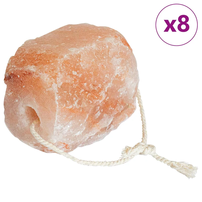 Salzlecksteine 8 Stk Rosa Steinsalz mit Kordel Mineralleckstein ca. 2,3 Kg je Stein