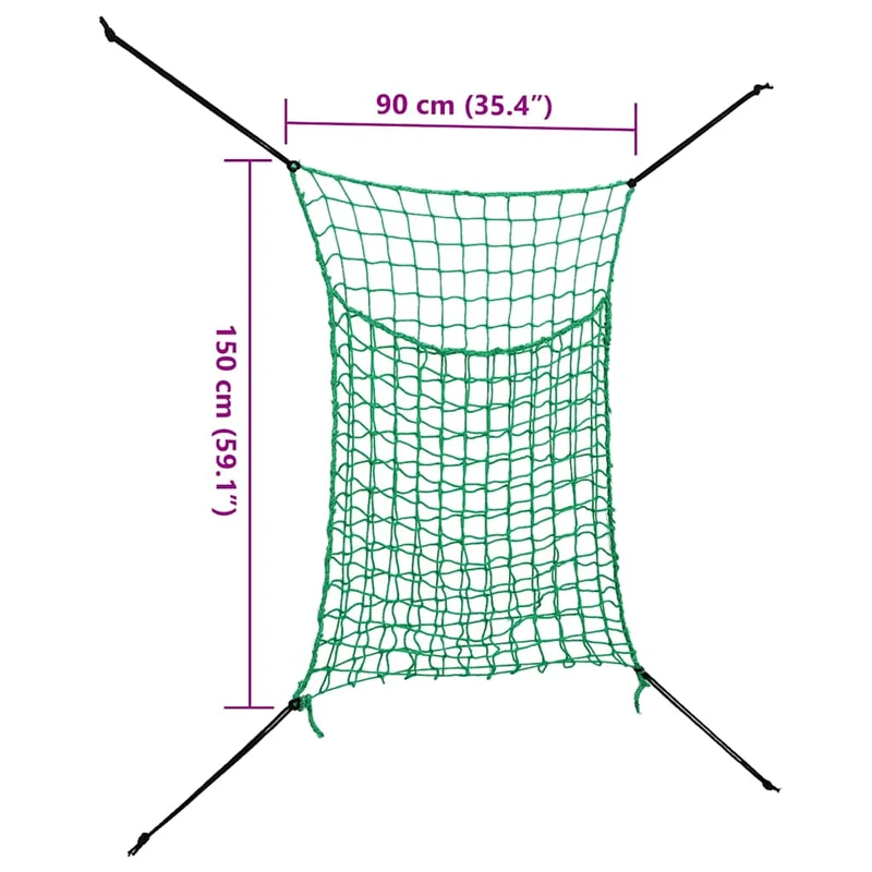 Heunetz 2er Set quadratisch 0,9x1,5 m PP Futternetz Pferde Pony