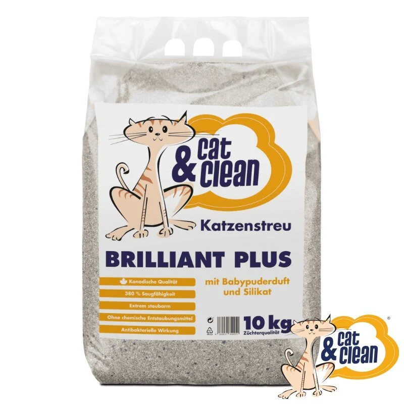 Cat & Clean Katzenstreu Brilliant Plus mit Babypuderduft und Silikat