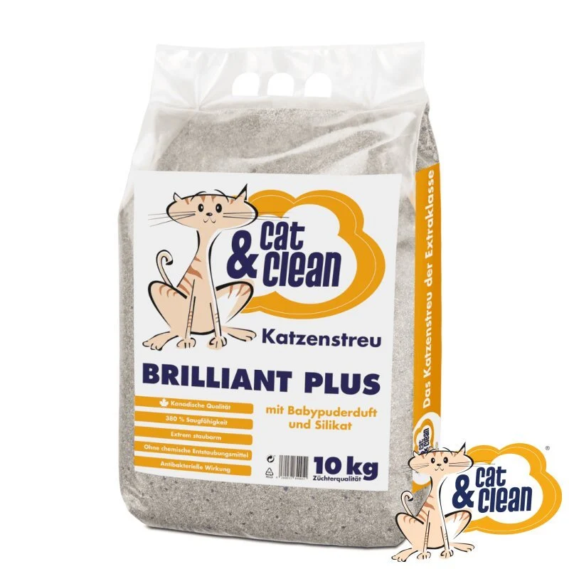 Cat & Clean Katzenstreu Brilliant Plus mit Babypuderduft und Silikat