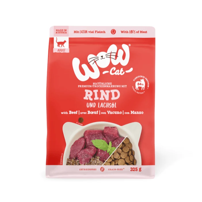 WOW Cat Adult Trockenfutter Rind mit Lachsöl