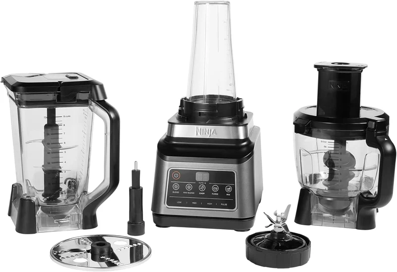 Ninja 3-in-1-Küchenmaschine mit Auto-iQ [BN800EU] 1200 W, 1,8-l-Behälter, 2,1-l-Kanne, 0,7-l- Becher