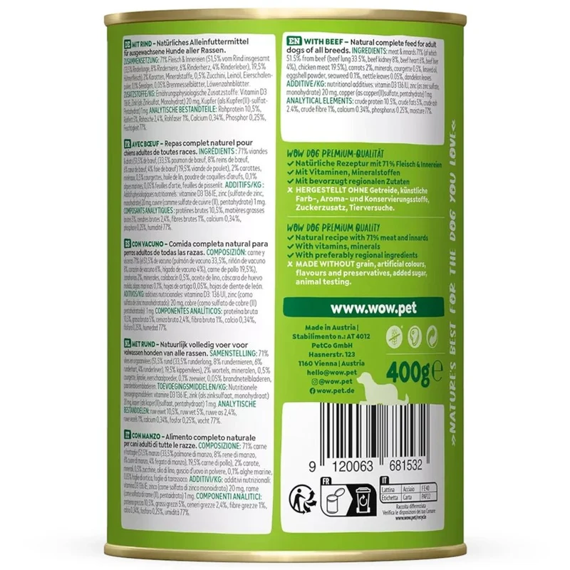 WOW Dog Adult Rind mit Karotte & Zucchini