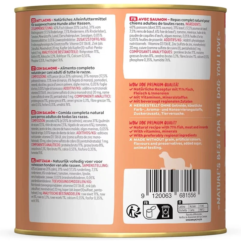 WOW Dog Adult Lachs mit Löwenzahn & Brennnessel