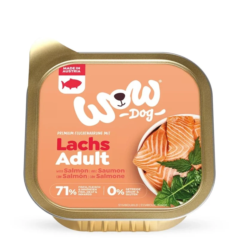 WOW Dog Adult Schale Lachs mit Löwenzahn & Brennnessel
