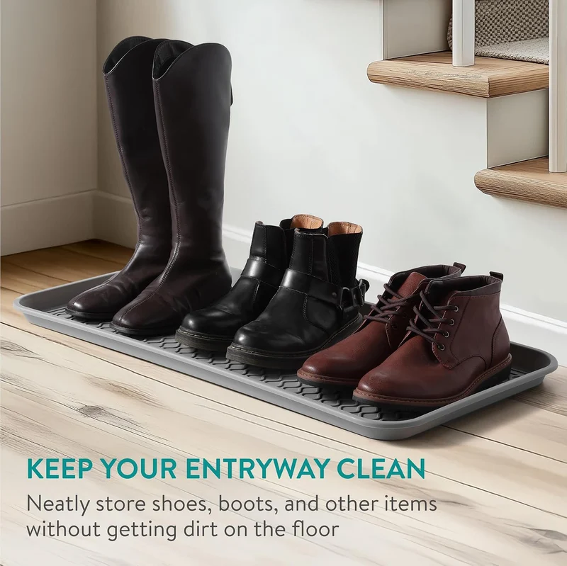 Navaris Schuhablage Schuhabtropfschale - 3X Schuhmatte Abtropfmatte - Schuh Abtropfschalen Grau für