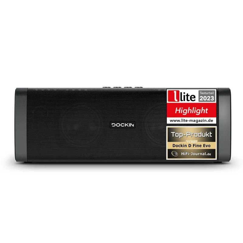 DOCKIN® D FINE Bluetooth Lautsprecher - 50 Watt Stereo HiFi Speaker für Indoor/Outdoor mit starkem B