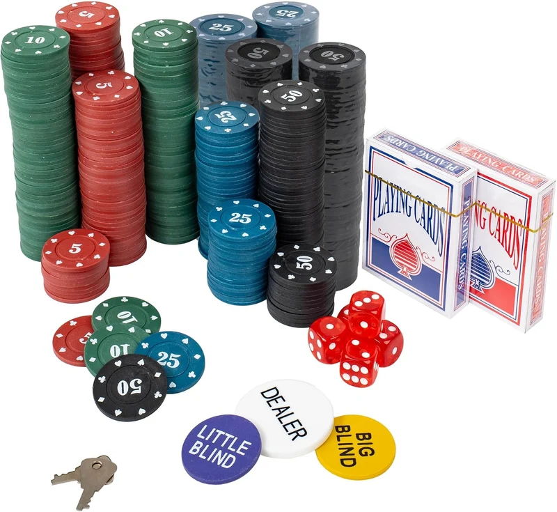H&F Heimtextilien Pokerkoffer Set 500 Chips mit Kartenmischer – Komplettes Poker Spielset mit Karten