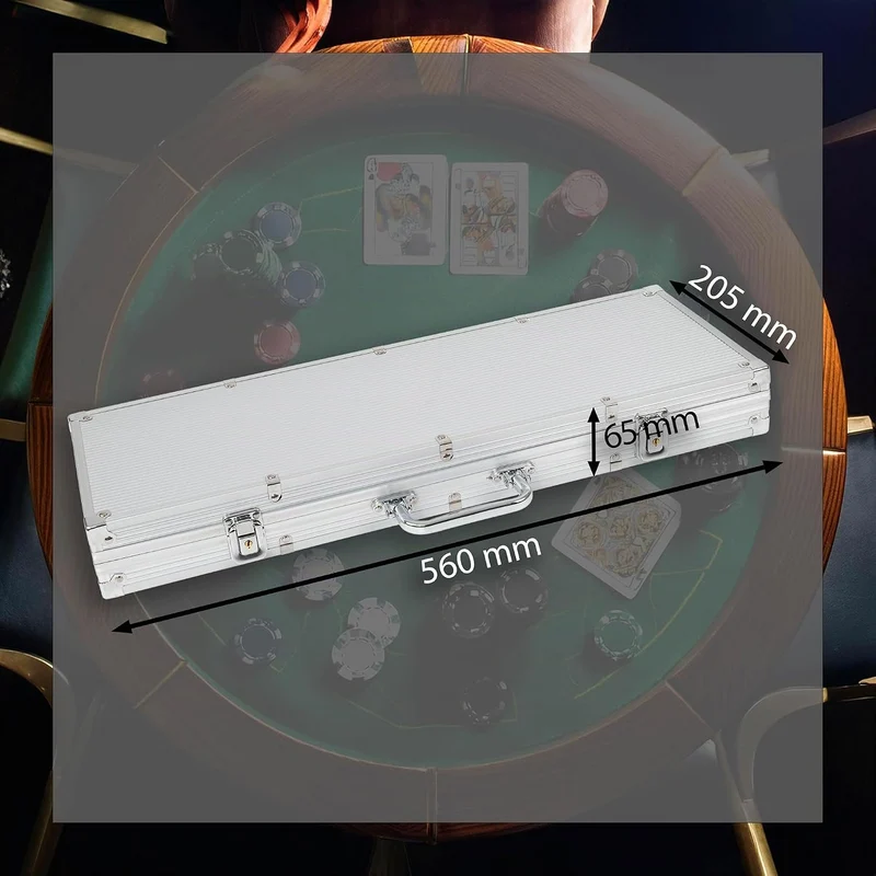 H&F Heimtextilien Pokerkoffer Set 500 Chips mit Kartenmischer – Komplettes Poker Spielset mit Karten