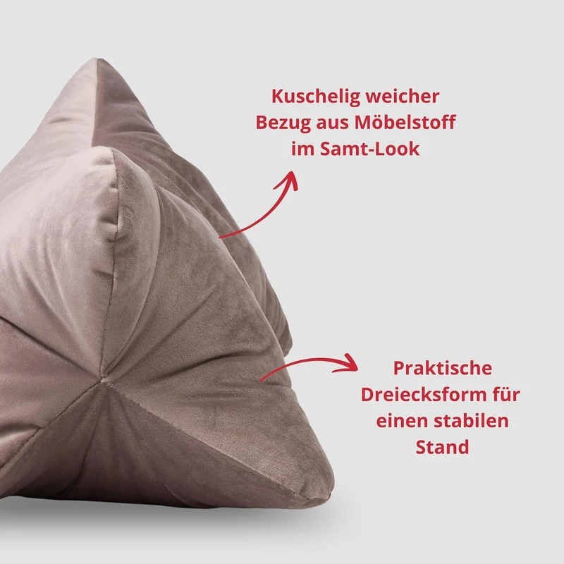 liebling Samt Lesekissen für Bett und Sofa, Bücherkissen, Lesehilfe, 40x25 cm, Leseknochen, Serie Ne