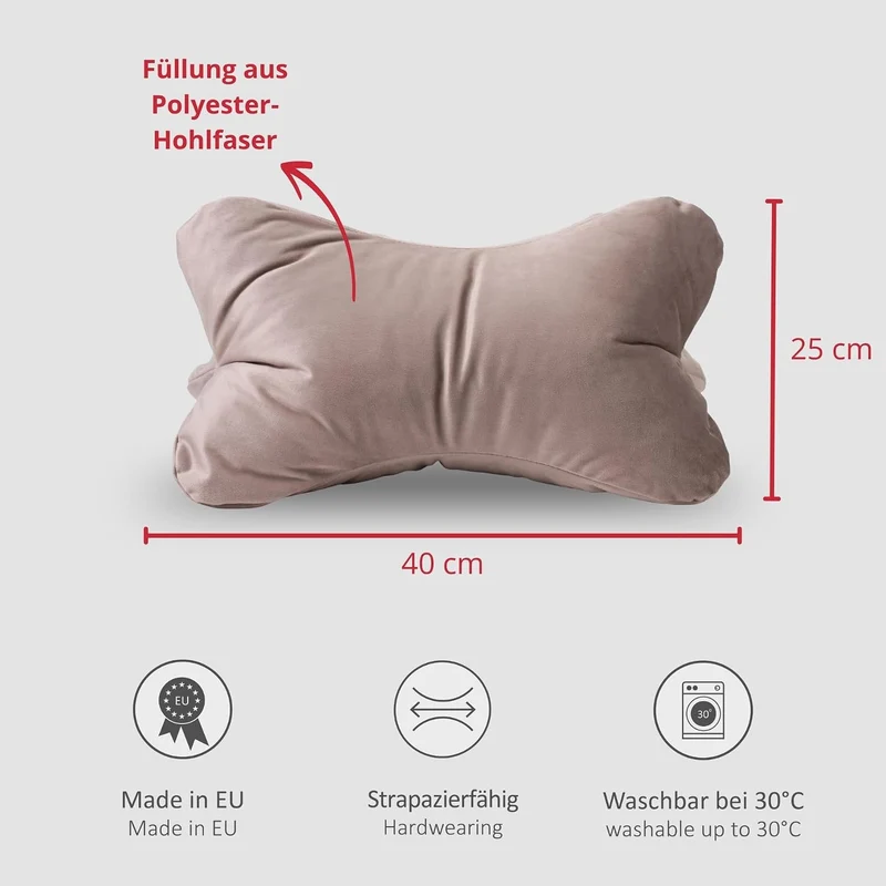 liebling Samt Lesekissen für Bett und Sofa, Bücherkissen, Lesehilfe, 40x25 cm, Leseknochen, Serie Ne