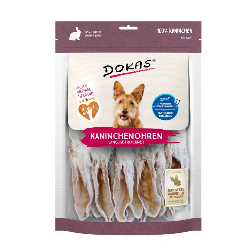 Dokas Kaninchenohren mit Fell Getrocknet