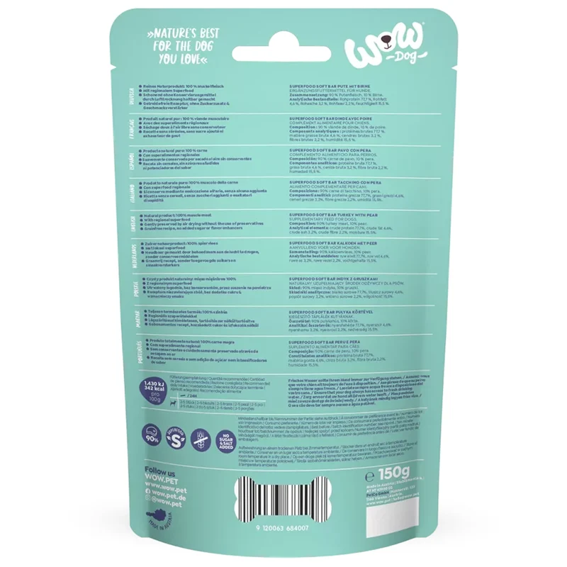 WOW Dog Superfood Soft Bar Pute & Birne