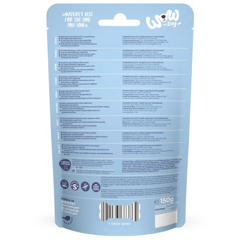 WOW Dog Superfood Soft Cubes Huhn & Pastinake
