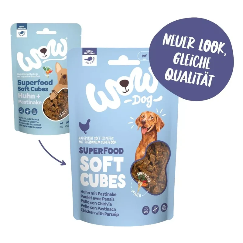 WOW Dog Superfood Soft Cubes Huhn & Pastinake
