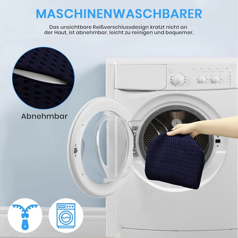Lumbalkissen Rücken,Lendenwirbelstützkissen Bürostuhl/Autositz Marineblau 46*15*22 cm, Marineblau 46