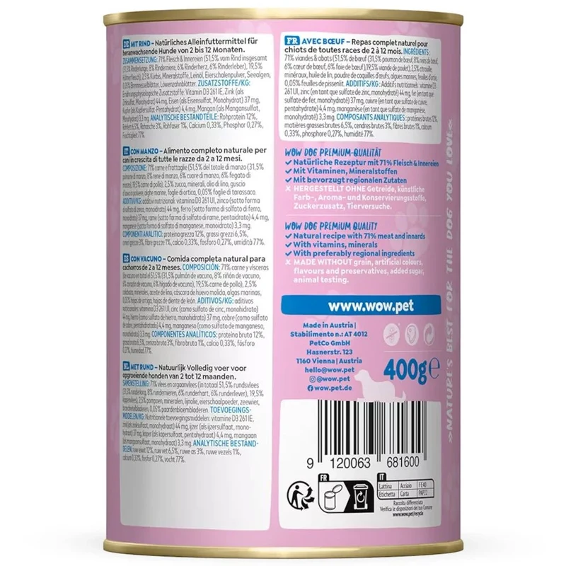 WOW Dog Junior Rind mit Kürbis & Brennnessel