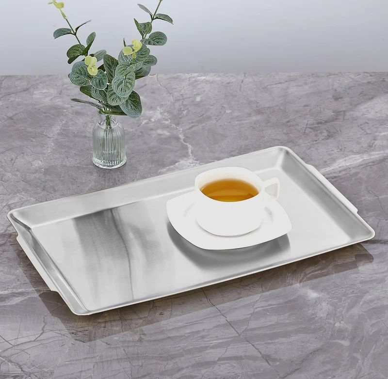 40x24cm grosse Serviertablett,robuste grosse Servierplatten aus Edelstahl,Splitter- und Kratzfest,Si