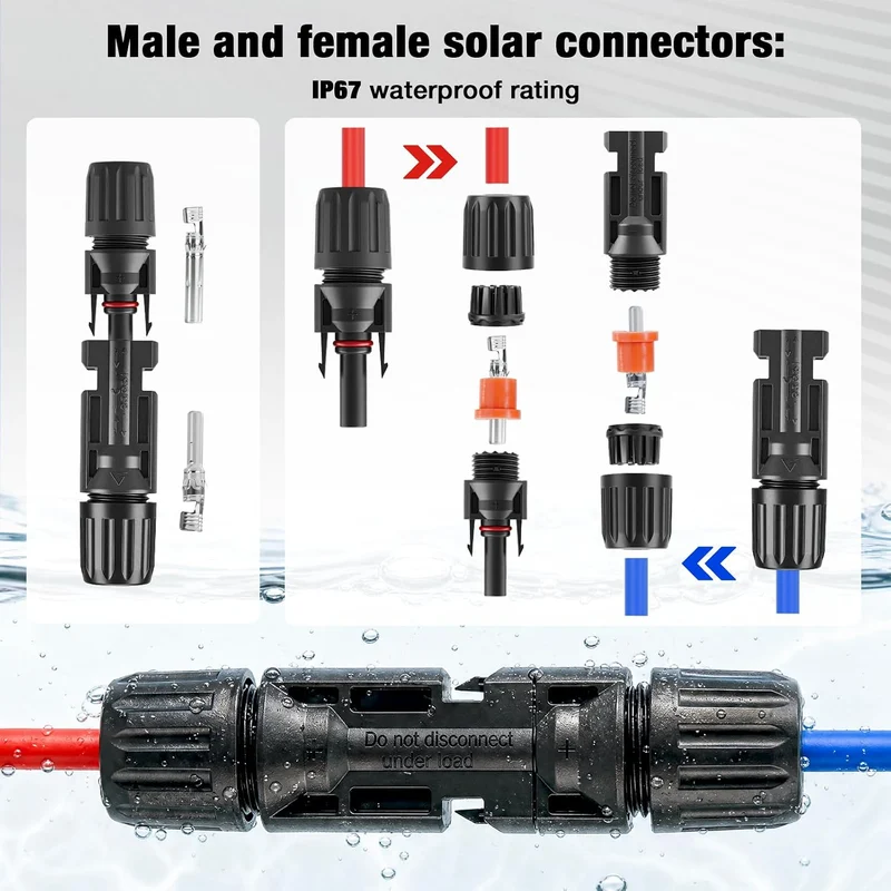 Solar Crimpzangen Set für 2,5/4/6 mm² PV-Kabel, inkl. 20 Paar Solarstecker (männlich/weiblich), 1× C