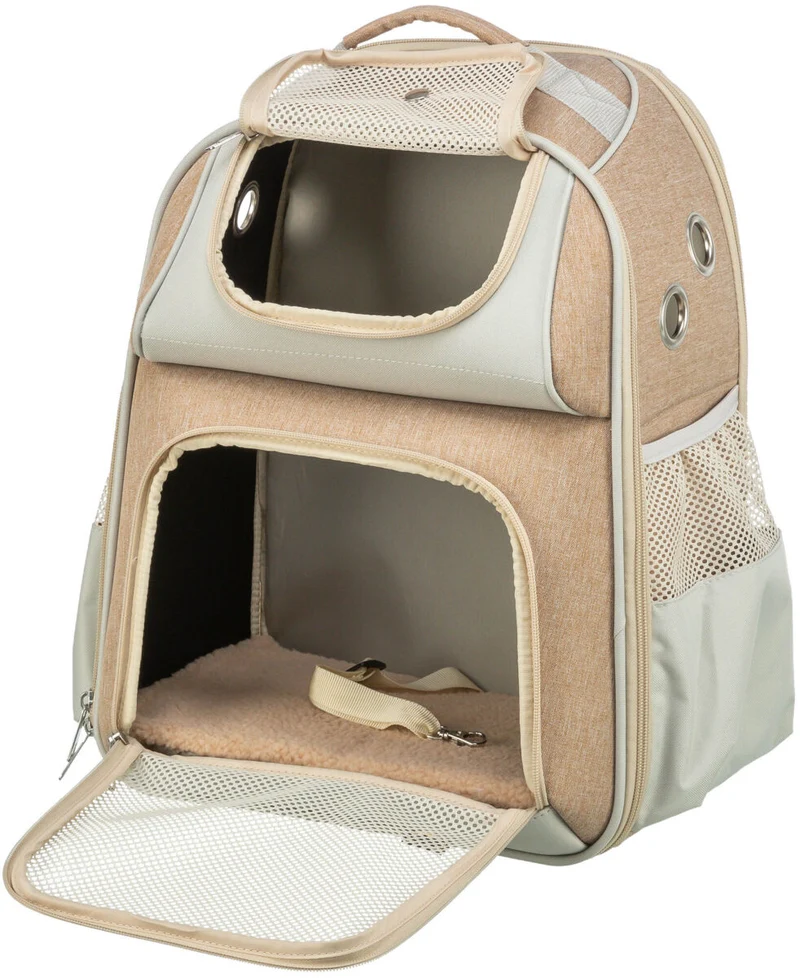 Hunderucksack Willow mit gepolsterten Schultergurten und Bauchgurt, beige/sandfarben