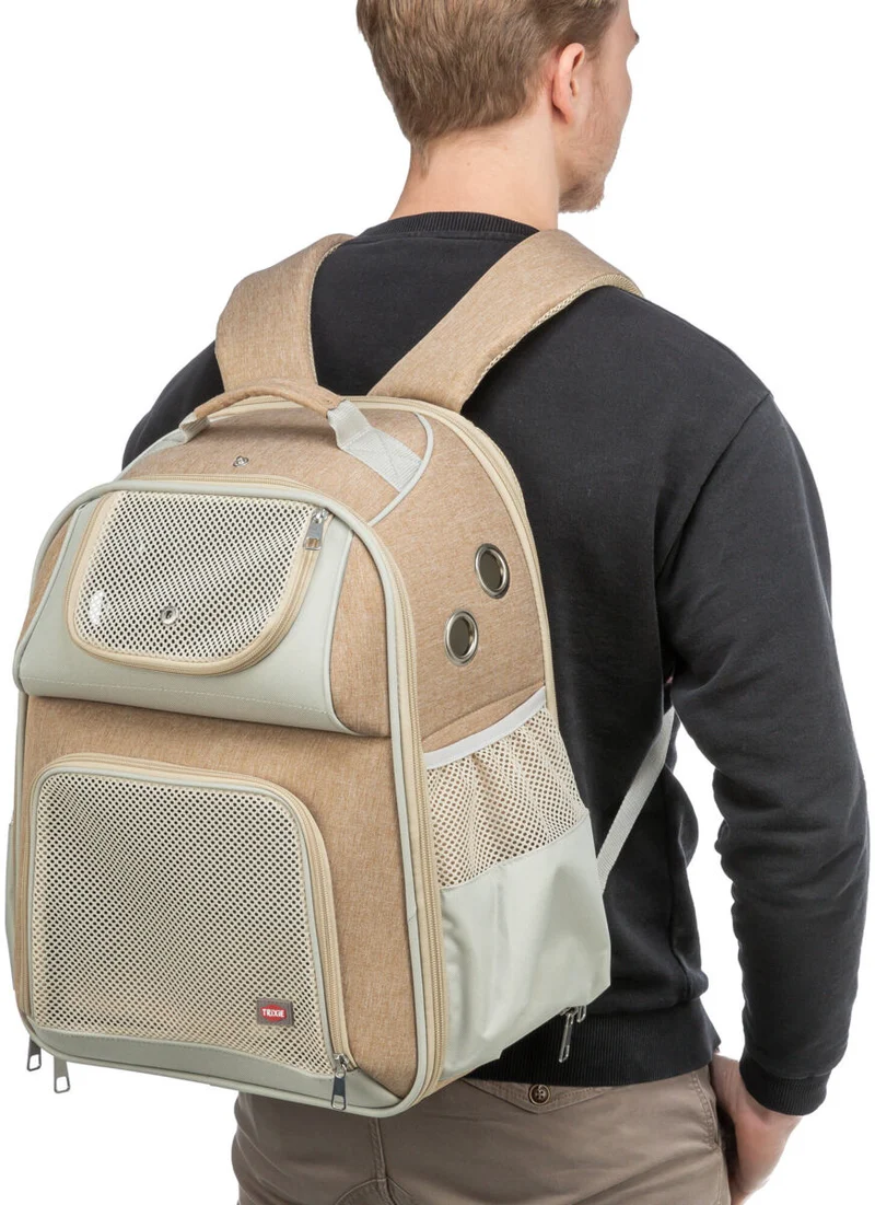 Hunderucksack Willow mit gepolsterten Schultergurten und Bauchgurt, beige/sandfarben
