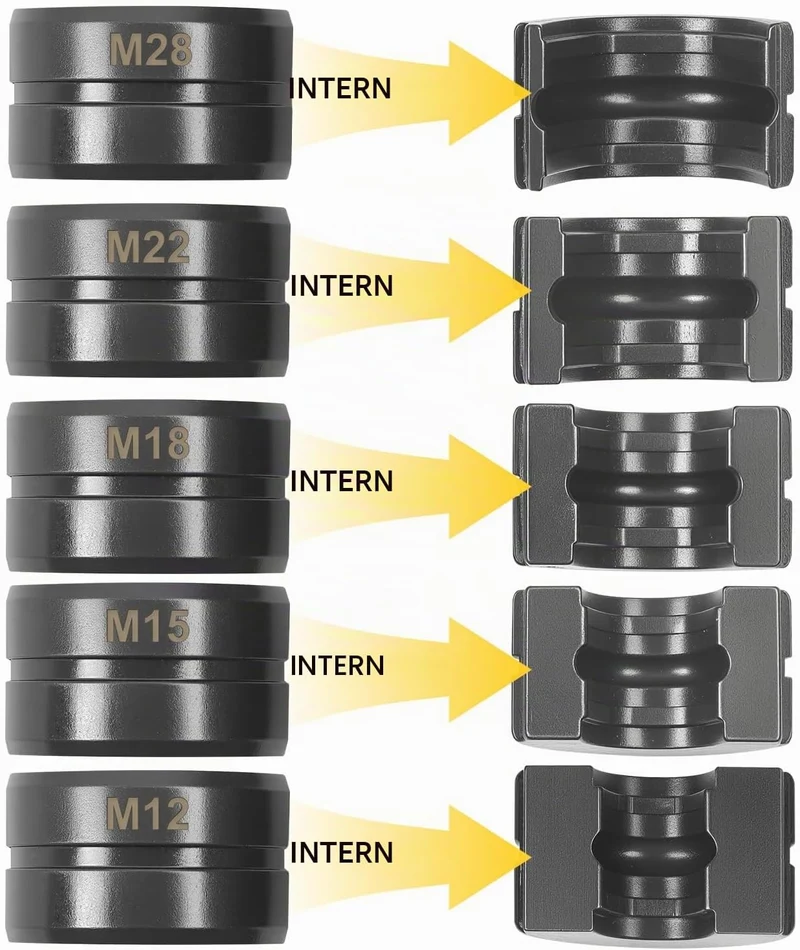 5 Stücke M12~M28 Pressbacke, M-Kontur Pressbackeneinsatz für 12mm, 15mm, 18mm, 22mm, 28mm Presszange