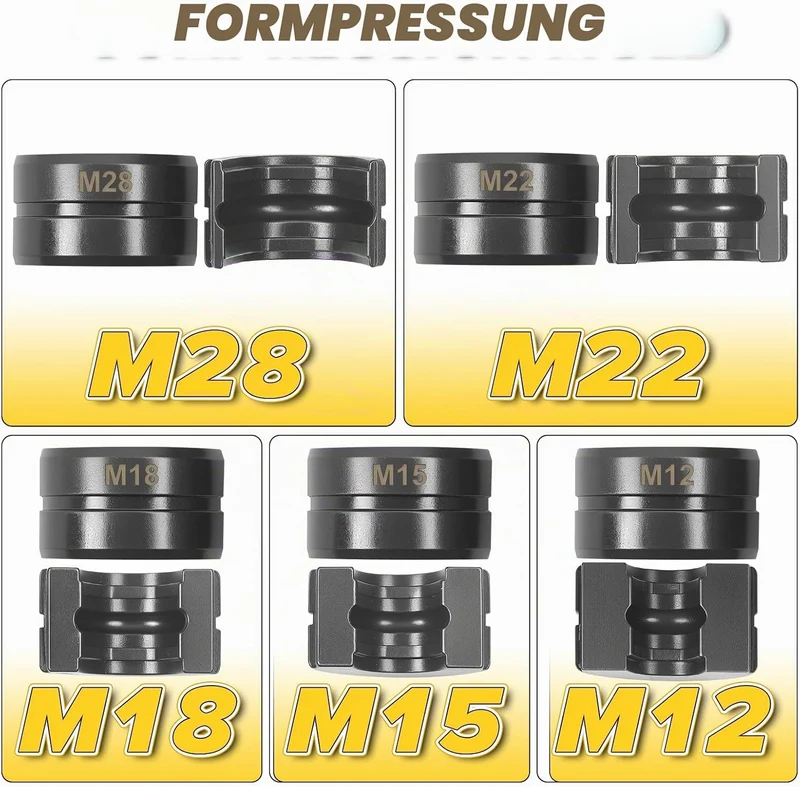 5 Stücke M12~M28 Pressbacke, M-Kontur Pressbackeneinsatz für 12mm, 15mm, 18mm, 22mm, 28mm Presszange