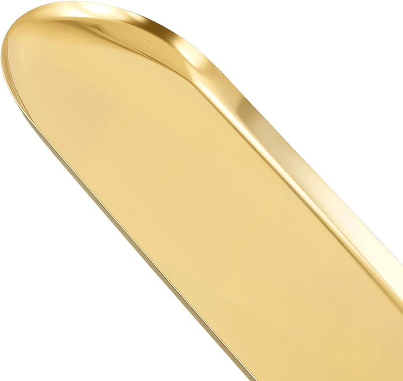 5 Stück Goldene Tablett Oval 30 x 12 cm, gross Edelstahl Servierteller Serviertablett Gold Deko Tabl